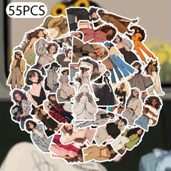 54pcs Girl OOTD Stickers for Phones Cars Journals - Reusable Vinyl