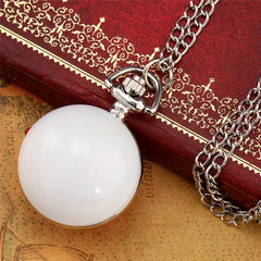 Mini Size Red Round Shape Quartz Analog Pocket Watch Necklace Chain Gift
