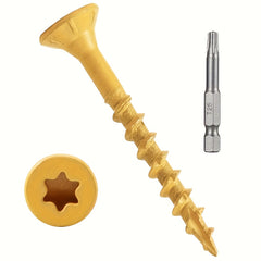 100 Wood Screws Coarse Thread Deck Star Flat Head Rust Resistant Epoxy