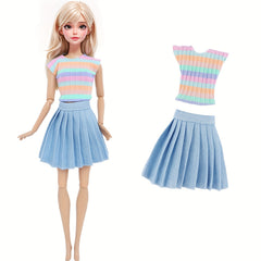 Doll Clothes Accessories Party Fishtail Dress Striped Tops Skirts