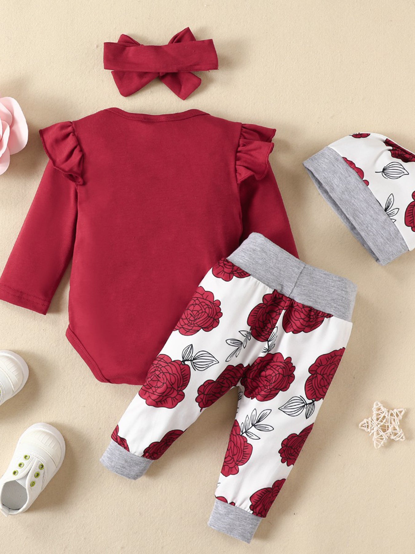 Floral Print Romper For Baby Girls