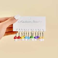 12pcs Small Mushroom Drop Earrings for Girls, Decorative Accessories Gift