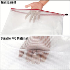 10pcs Mixed A4 & A5 Mesh Zip File Bags for School & Office Supplies