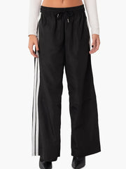 Block Stripes Side Loose Pants Elastic Waist Casual Running Pants