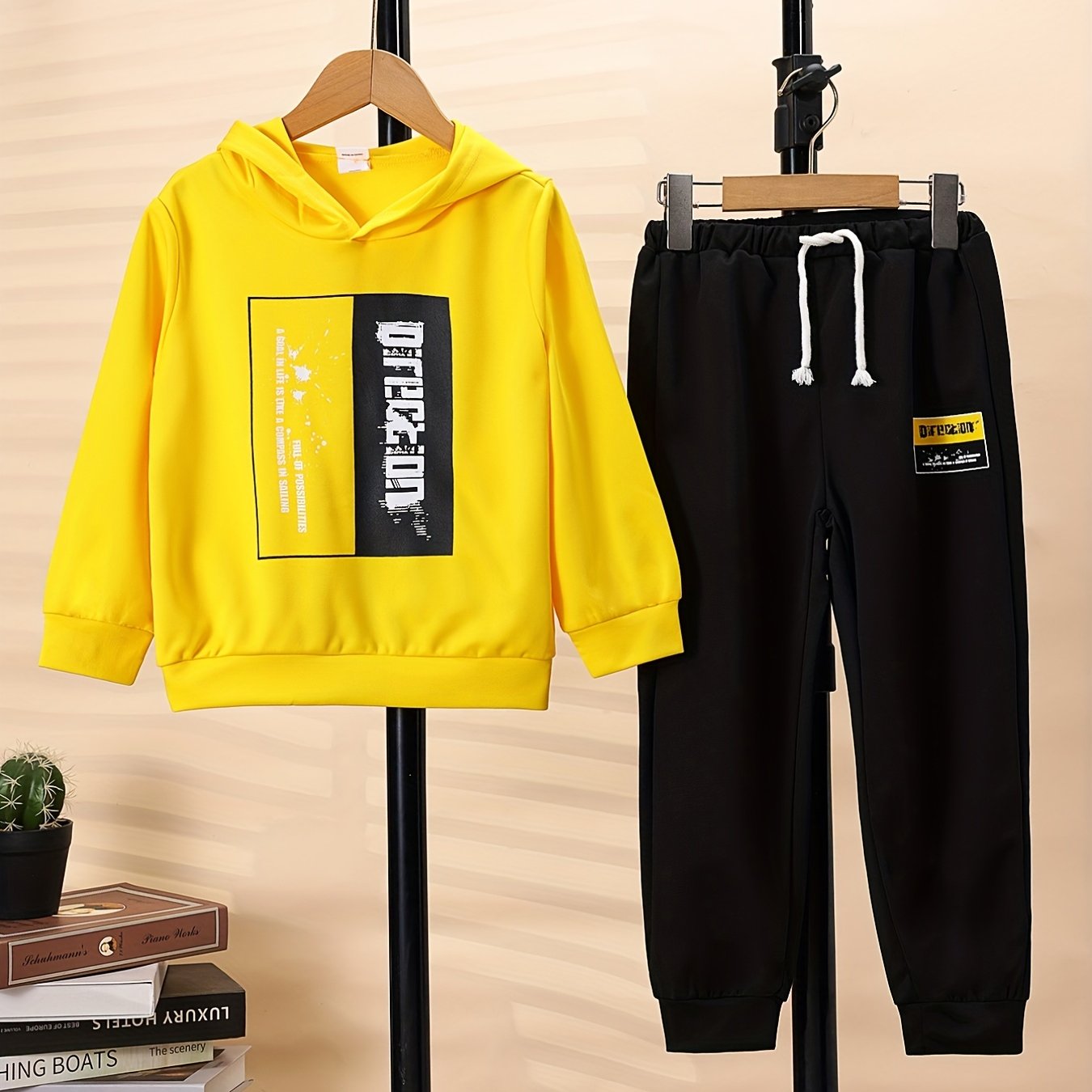 Boy's Hoodie & Sweatpants Set Letter Print Top Casual Outfits
