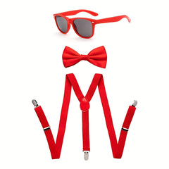 Neon Suspender Bow tie Sunglasses Set Adult Kids