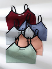 5pcs Letter Print Cami Tops Sports Lingerie Underwear