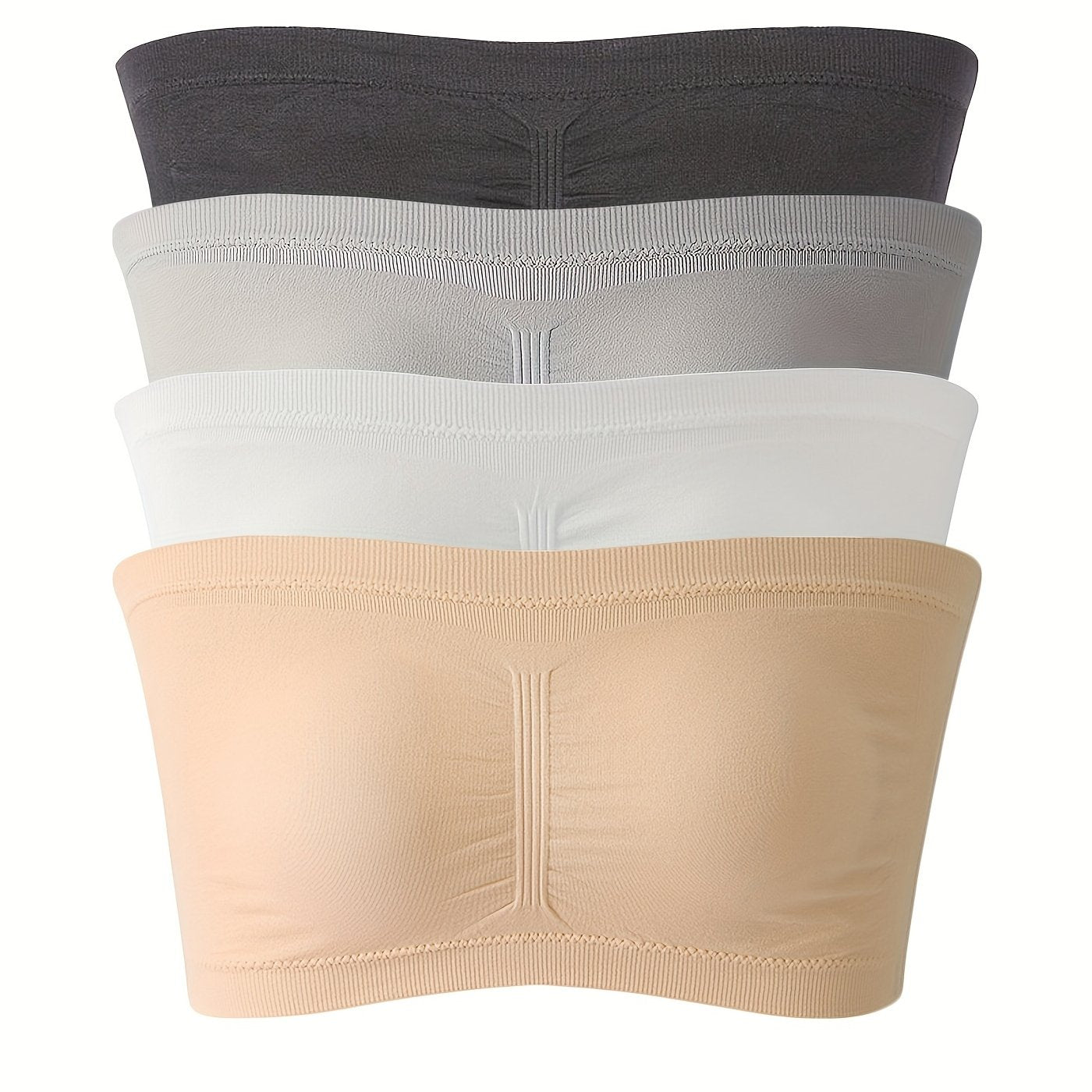 4pcs Strapless Bandeau Bras Invisible Stretch Everyday Bra Women's Lingerie