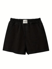 Toddler Girls Letter Patch Pocket Cotton Track Shorts
