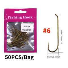 50pcs Long Shank Fly Tying Hooks For Streamer Muddler Zonker Bucktail Rubber Leg
