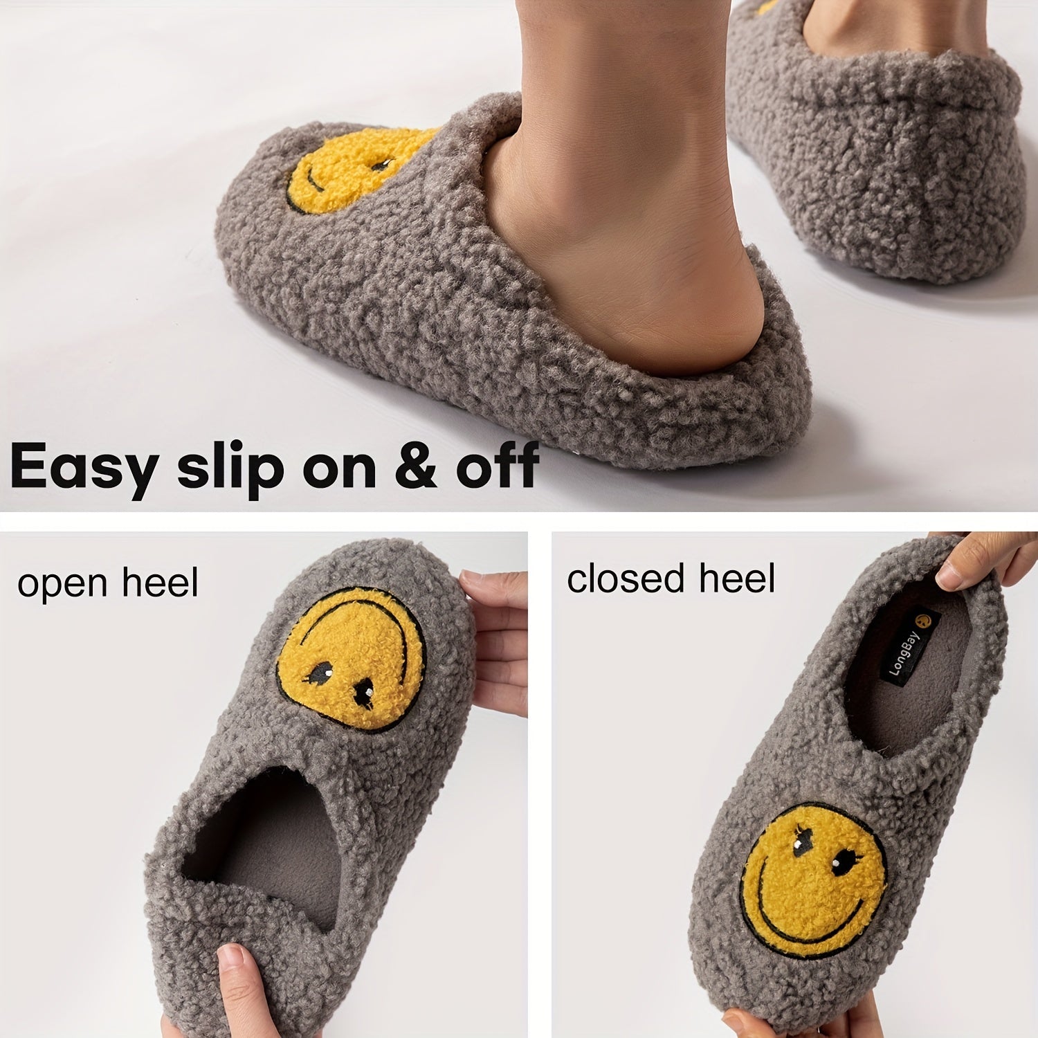 Retro Smile Face Slippers Memory Foam House Shoes
