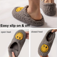 Retro Smile Face Slippers Memory Foam House Shoes