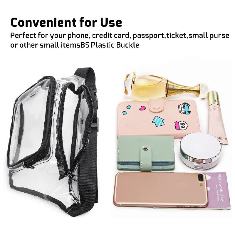 Stadium Approved Transparent Fanny Pack Waterproof Waist Bag Clear Purse