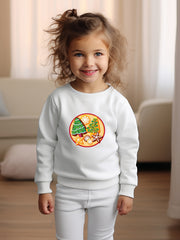 Christmas Cartoon Trees Print Girls Casual Creative Pullover Sweatshirt