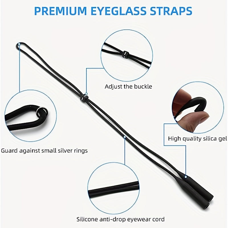 3pcs Adjustable Silicone Eyeglass Straps for Children and Adults