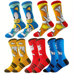 5 Pairs Boys Cartoon Character Crew Socks Fun Kids Socks
