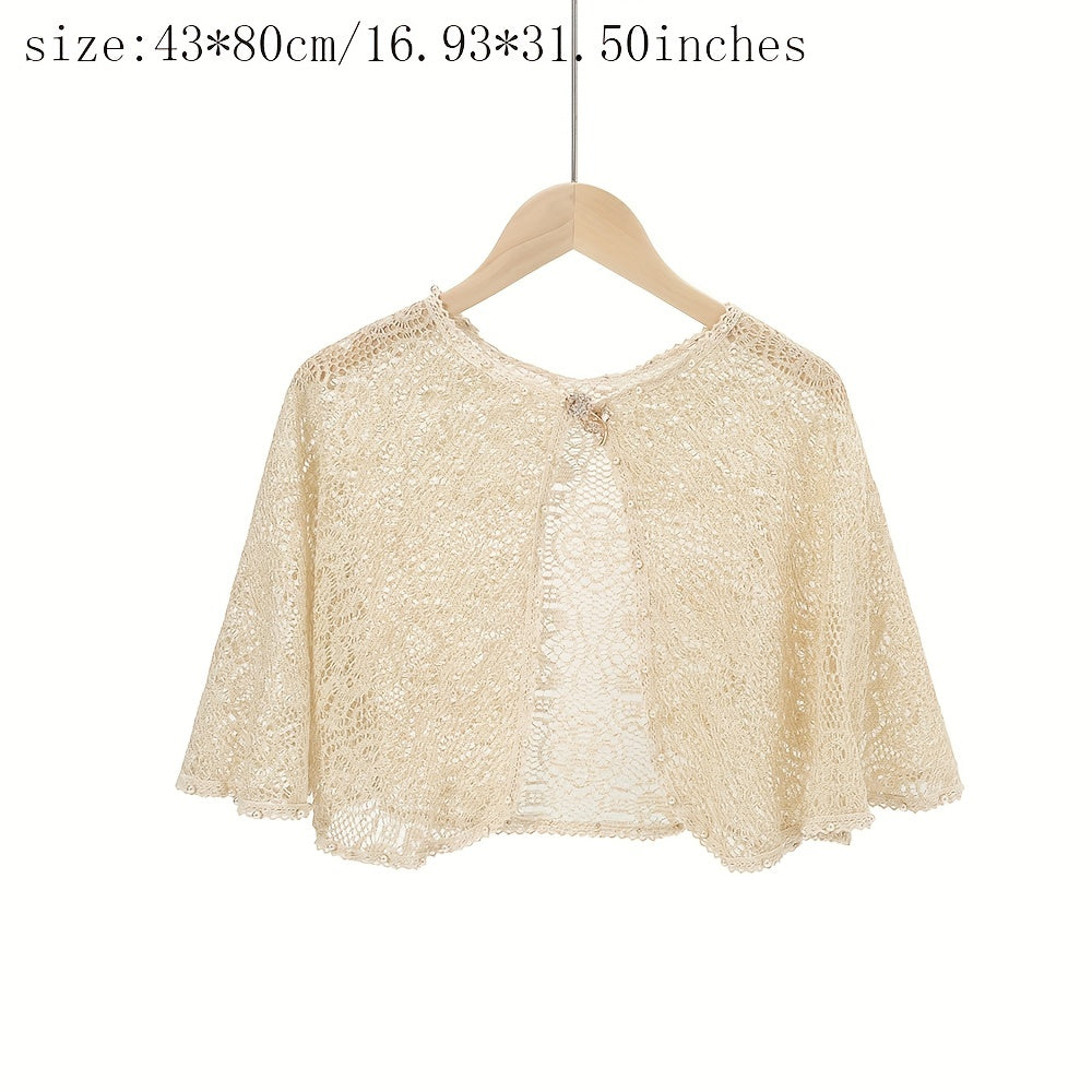 Flower Embroidery Hollow Shawl Thin Cape Dress Shawl Women Top