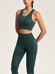 Solid Yoga Sets Racer Back Crop Tank Top & High Waist Leggings