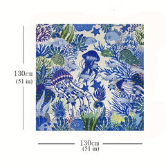 Jellyfish Print Square Scarf Oversized Cartoon Shawl Head Wraps Women