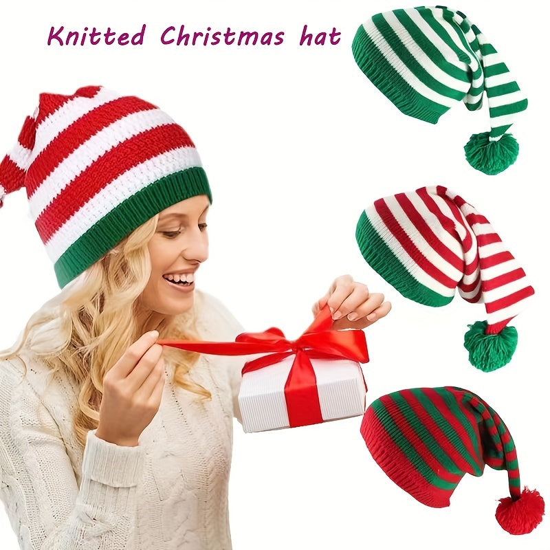 Christmas Knitted Hat Santa Red And Green Crochet Christmas Necessities