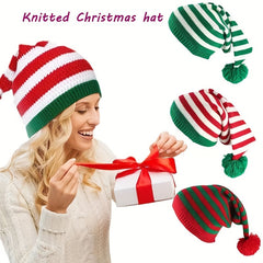 Christmas Knitted Hat Santa Red And Green Crochet Christmas Necessities