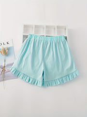 Girls' Summer Ruffle Edge Casual Shorts