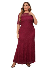 Floral Print Mesh Sleeve Maxi Dress Plus Size