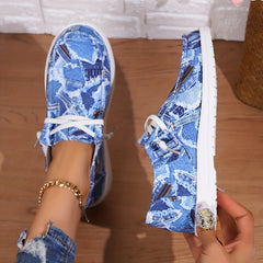 Ripped Denim Slip On Sneakers Lightweight Comfortable Shoes
