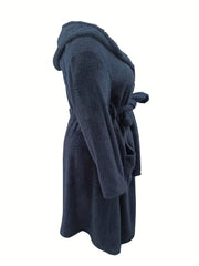 Women's Plus Hooded Fleece Nightgown Soft Flannel Robe