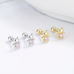S925 Sterling Silver Bear Earstuds