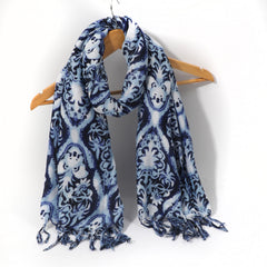 Dark Boho Print Scarf Vintage Tassel Shawl Casual Windproof Head Wrap Sunscreen