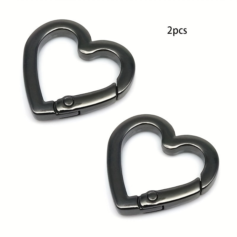 2pcs Heart Shaped Spring Buckle O Ring Openable Handbag Belt Strap