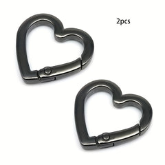 2pcs Heart Shaped Spring Buckle O Ring Openable Handbag Belt Strap