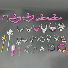 43pcs Fashion Doll Clothes and Accessories Set - Skirt, Necklace, Earring