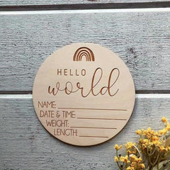 Hello World Newborn Sign with Ink Pad for Baby Hand and Footprints