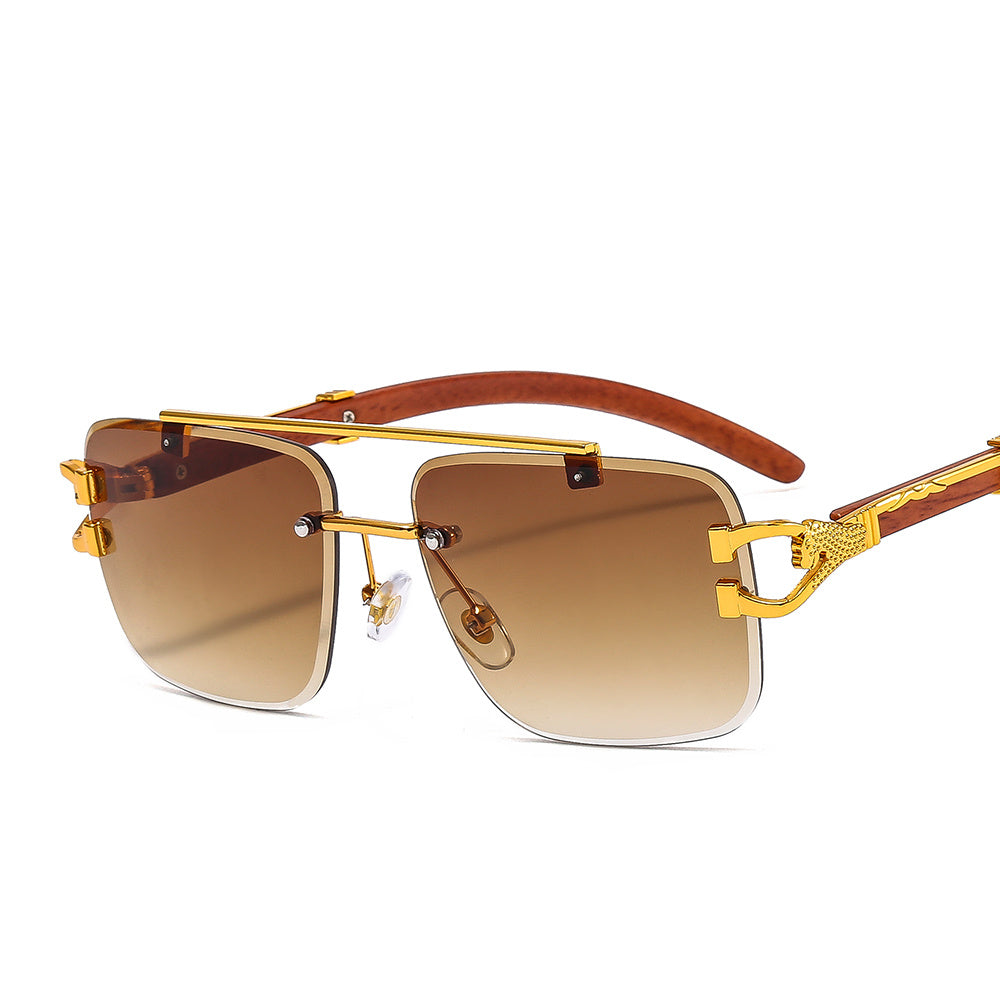 Men's Rimless Beamer Hip Hop Square Sunglasses