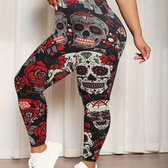 Halloween Skull Print High Stretch Leggings