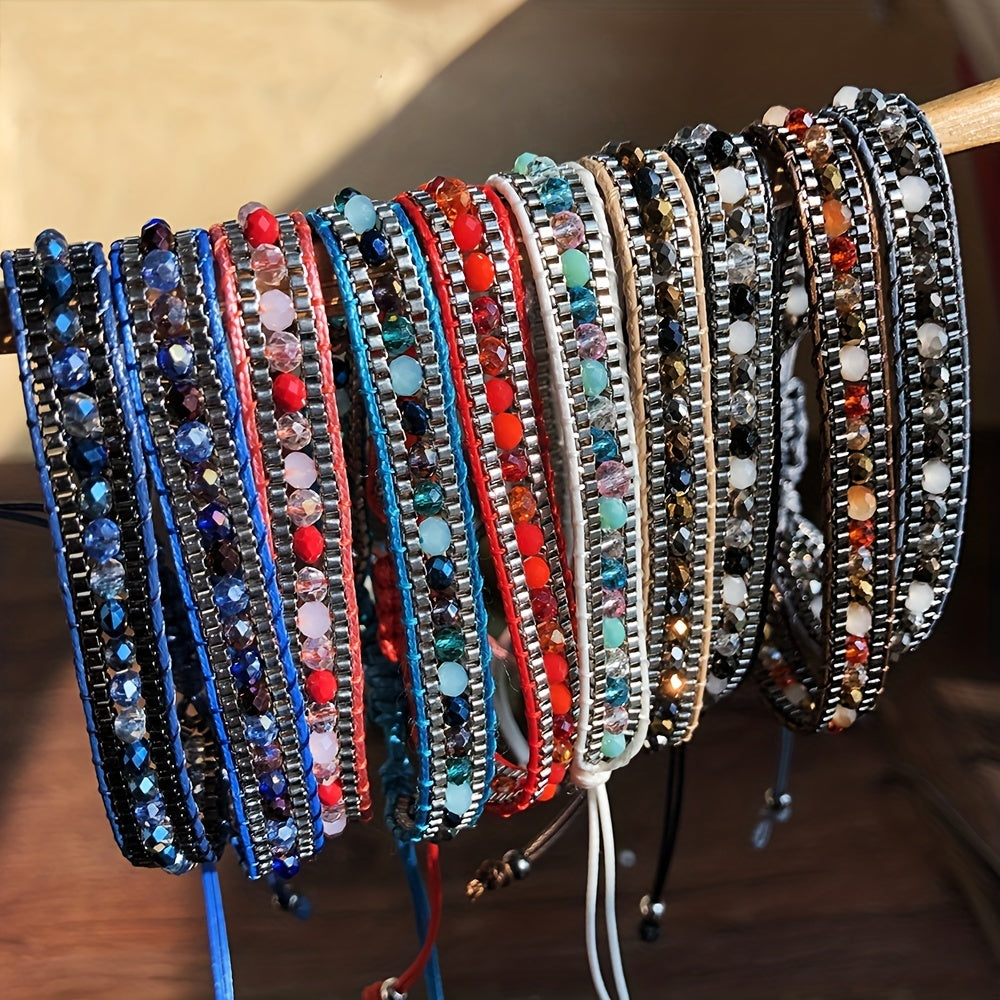 Boho Wrap Bracelet Glass Seed Beads Hand Woven Colorful Friendship Bracelet