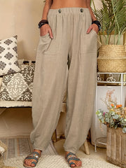 Casual Button Carrot Pants for Women