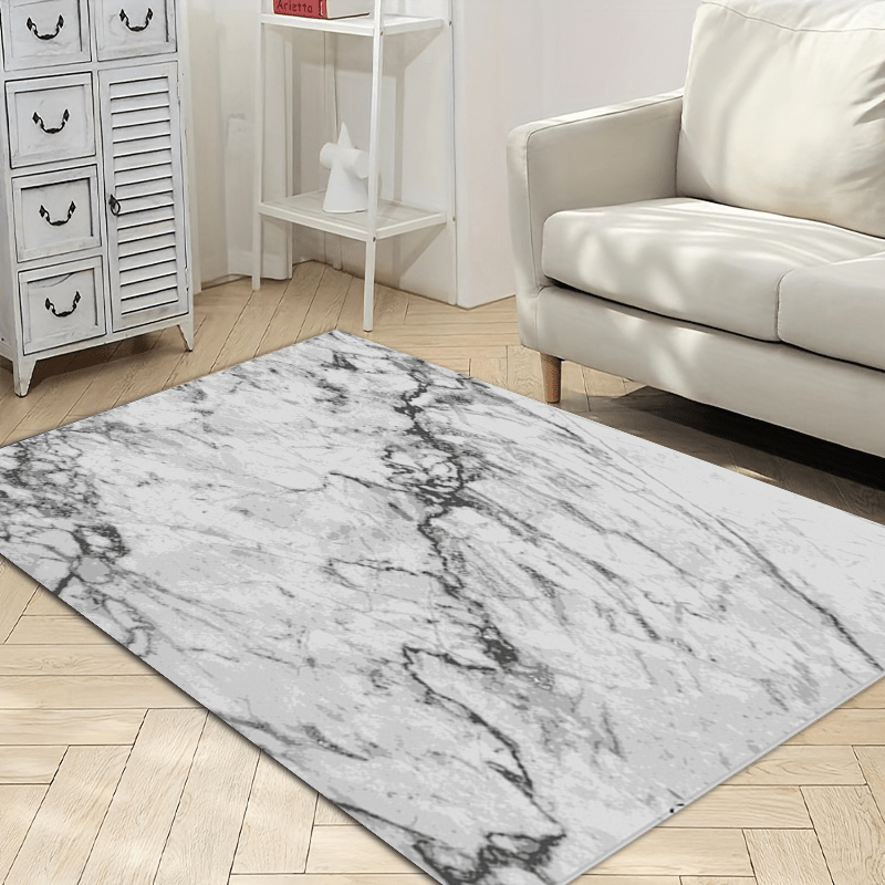 Modern Marble Area Rug - Non-Slip Backing