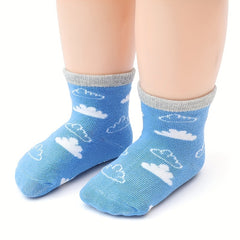 12 Pairs Boys Cartoon Knit Cotton Socks Non-Slip Crew Socks