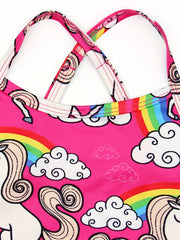 2pcs Toddler Girls Unicorn Swimsuit Tankini Set Kids Beach Bathing Suits