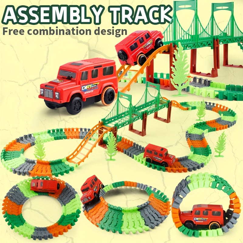 165pcs 3D Soft Rail Track Car DIY Assembled Dinosaur Sticker