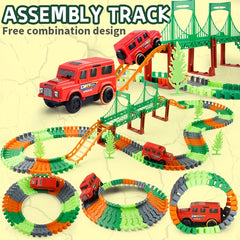 165pcs 3D Soft Rail Track Car DIY Assembled Dinosaur Sticker