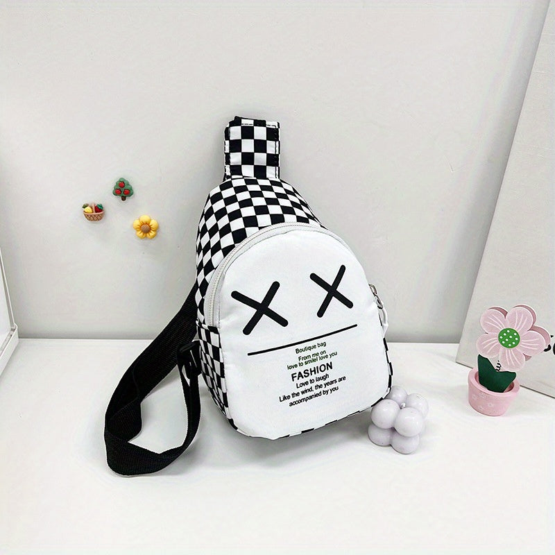 Plaid Kids Crossbody Bag Coin Purse Letter Chest Bag