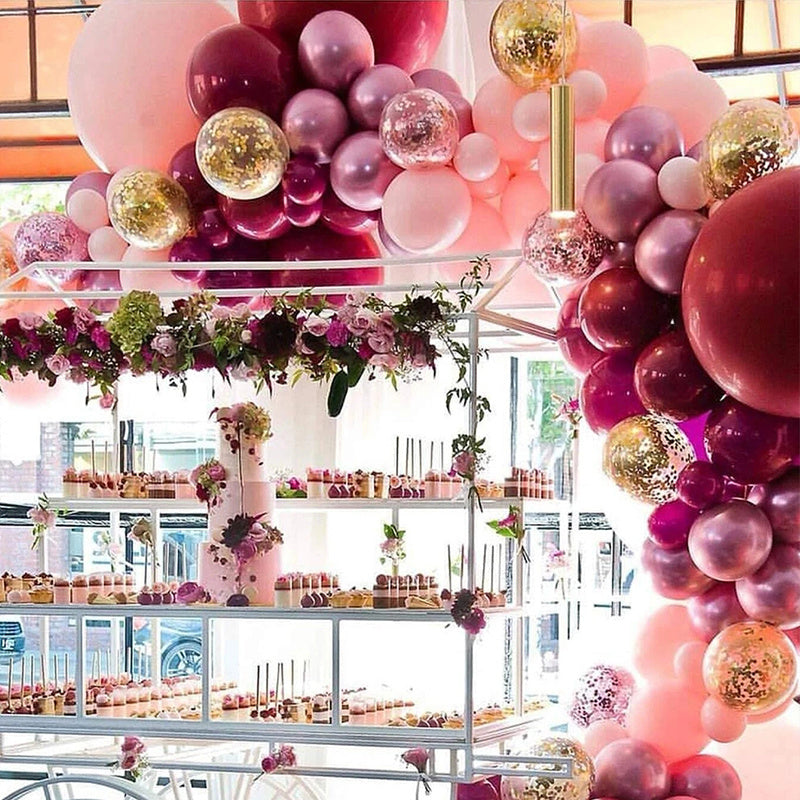 Rose Red Balloon Arch Bridge Party Decorations