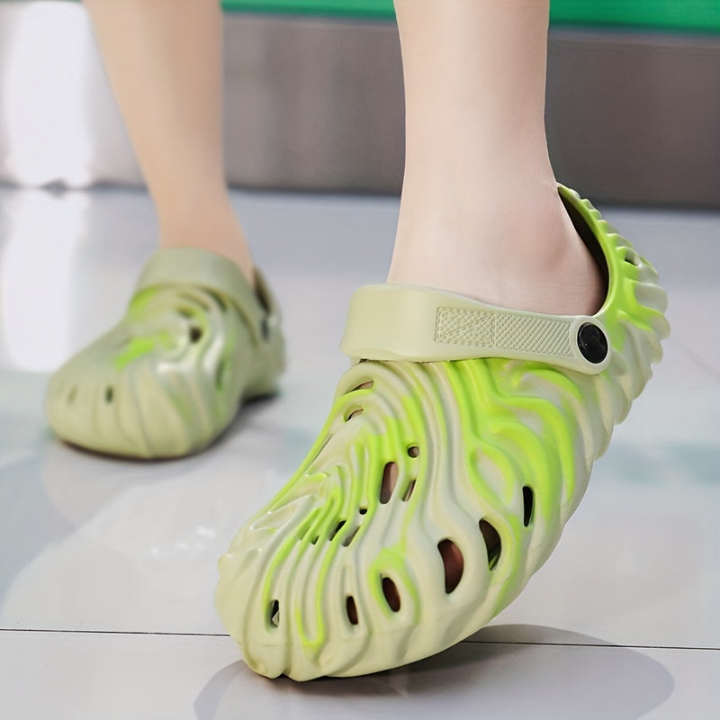 Women's Breathable Hole Sandals Round Closed Toe Slip on Shoes