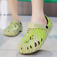 Women's Breathable Hole Sandals Round Closed Toe Slip on Shoes