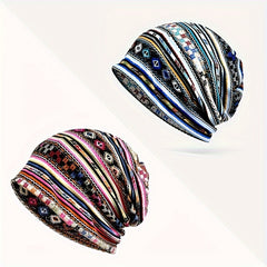 Striped Printed Skull Cap Knitted Hat Hip Hop Hat Ski Hat