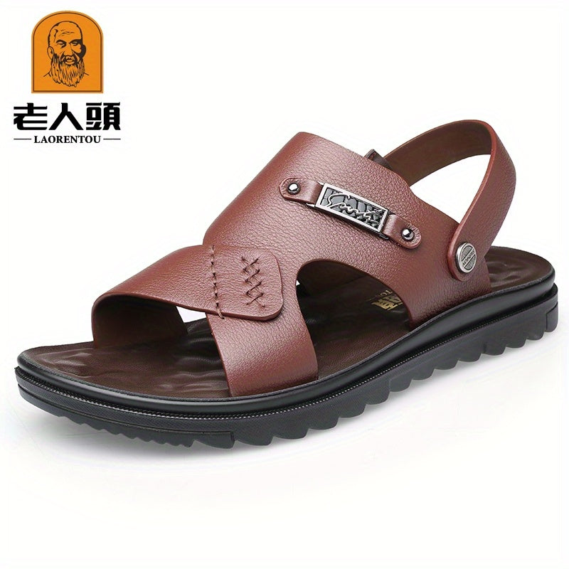 LAORENTOU Men's Faux Leather Non Slip Sandals